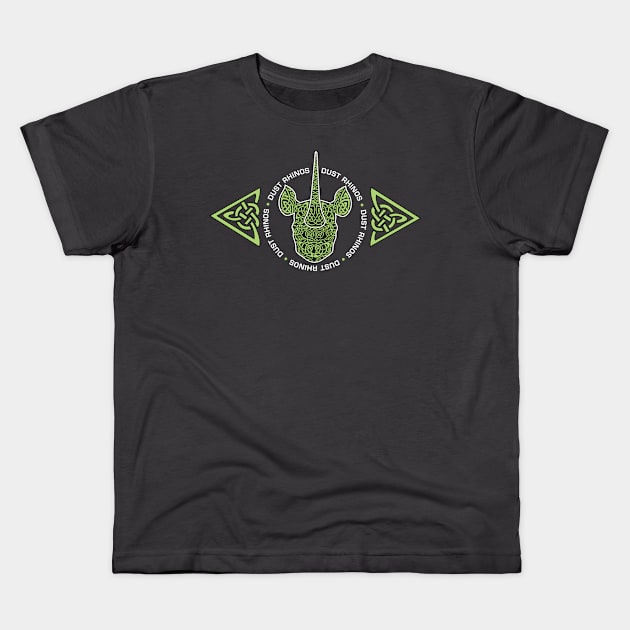 DR Knotwork Green Kids T-Shirt by Dust Rhinos Swag Store